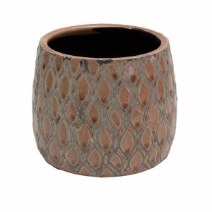 Macetero Diseño Hojas Color Melocotón URBAN TRENDS COLLECTION Unidad