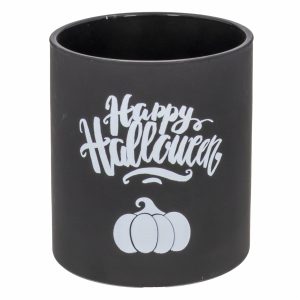 Porta Vela De Vidrio Halloween Negro JOY 10 Cm