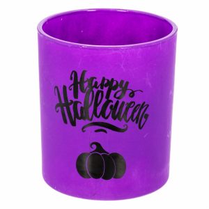 Porta Vela De Vidrio Halloween Morado JOY 10 Cm
