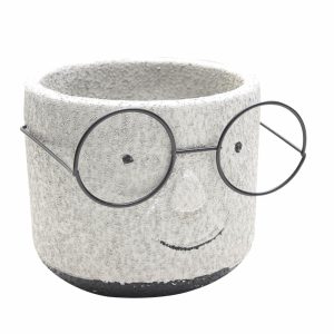 Maceta Diseño Cara Con Lentes LONSEN 13.5×12 Cm