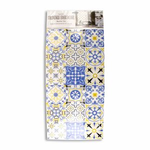 Papel Adhesivo De Pared Tipo Mosaico Azul Y Blanco QI JIA 30 X 60 Cm