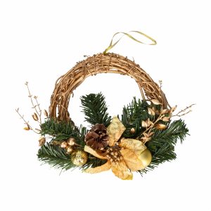 Corona Navideña Colgante Color Dorada JOY Unidad