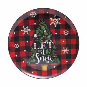 Plato Navideño Let It Snow Rojo Y Negro JOY 27,94 Cm