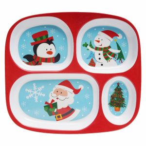 Plato Navideño Con 4 Secciones JOY 24,13 X 21,59 Cm