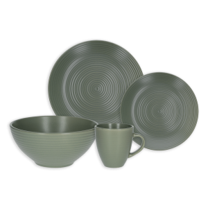 Vajilla Ondas Verde Mate FREE HOME 16 Piezas