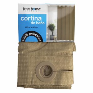 Cortina De Baño Café Con Aros FREE HOME 180X180 CM
