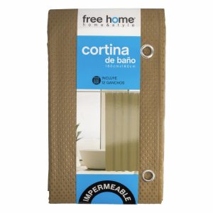 Cortina De Baño Básica Con Relieve Chocolate FREE HOME 180X180 CM