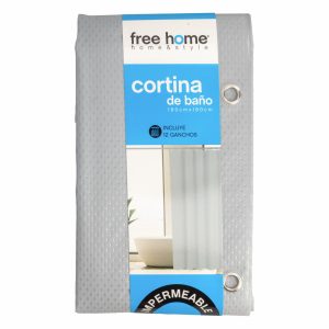 Cortina De Baño Básica Con Relieve Gris FREE HOME 180X180 CM