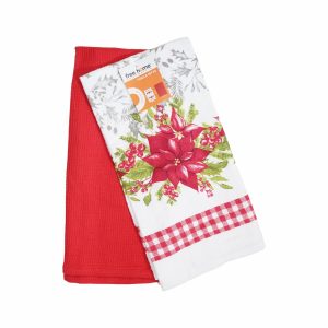 Set Toallas De Cocina Navidad Ponsetia FREE HOME 2 Piezas
