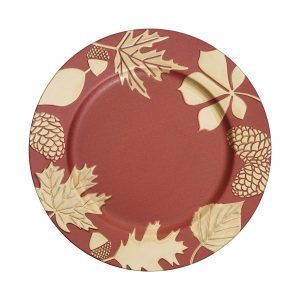 Plato Navideño Base Diseño Hojas Z&L 33 Cm