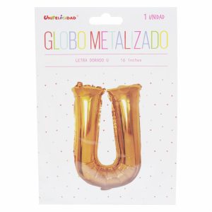 Globo Metalizado Dorado U UNIFELICIDAD 16″