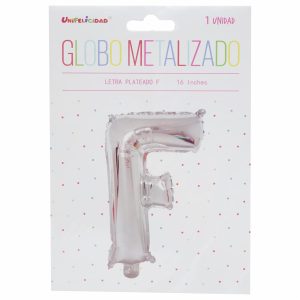 Globo Metalizado Plateado F UNIFELICIDAD 16″
