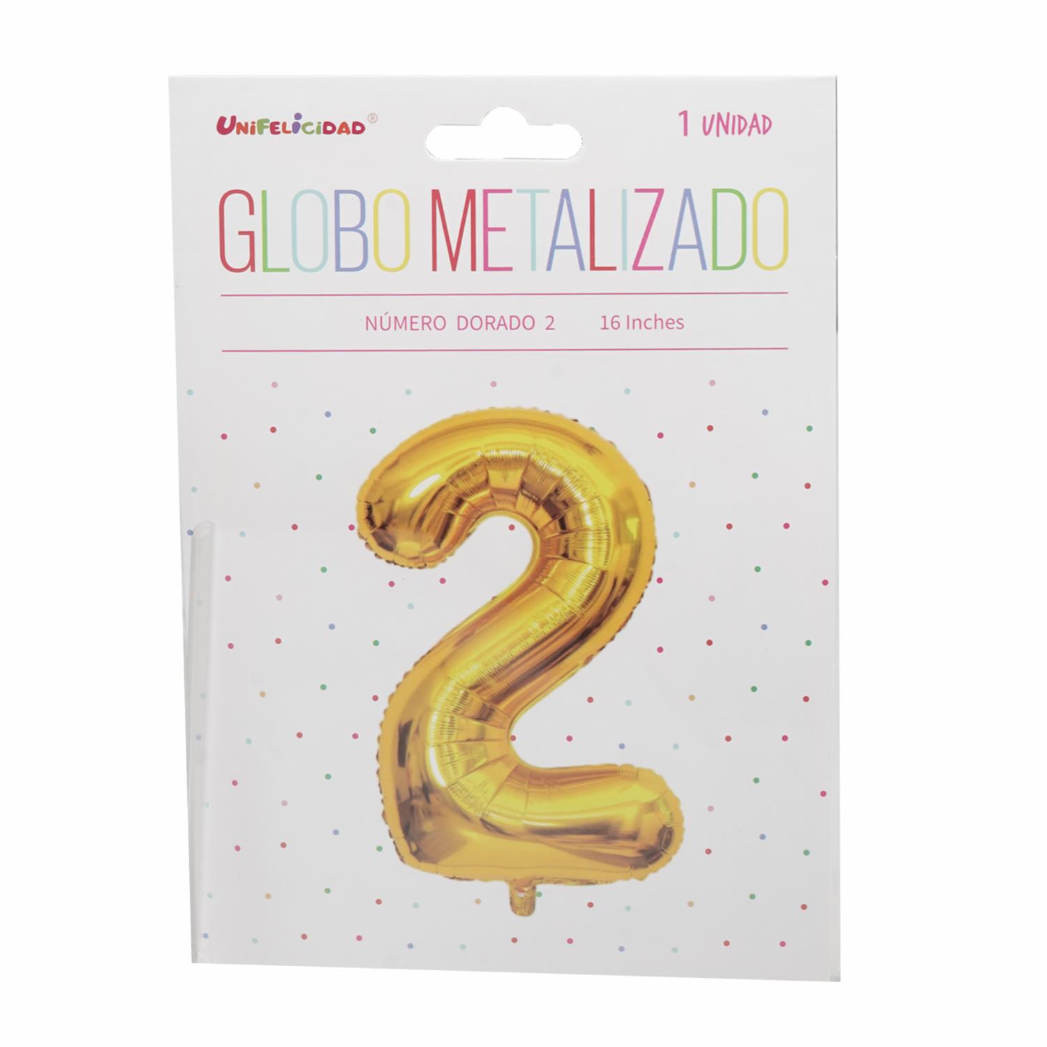 Globo Metalizado Dorado Nro. 2 UNIFELICIDAD 16″