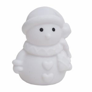 Adorno Navideño Muñeco De Nieve Blanco Con Luz Led HE WEI 1 Pieza