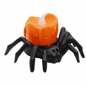 Adorno Araña Con Vela De Luz Led HALLOWEEN Con Batería