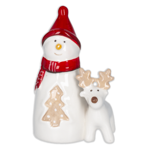 Adorno Navideño Cerámica Snowman Reno JOY 1 Pieza