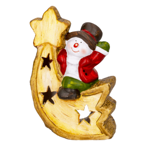 Adorno Navideño Cerámica Snowman Led Natural JOY 1 Pieza