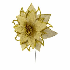 Flor Navideña Dorada JOY 18 Cm