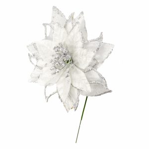 Flor Navideña Plata JOY 18 Cm