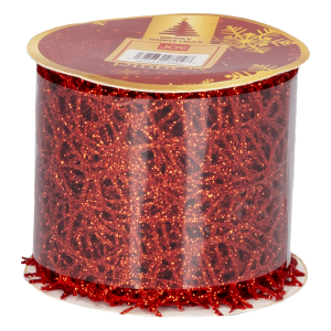 Cinta Navideña Dorado/Rojo/Plata Lentejuela Estrella JOY 6X270 Cm