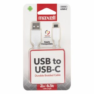 Cable Cargador y De Datos Trenzado Usb A To Usb-C  Blanco MAXELL 2M