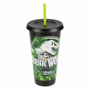 Vaso Plástico Con Tapa Y Pitillo Jurassic World FUN KIDS 680 Ml