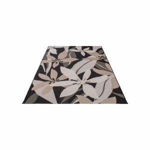 Alfombra De Área Palma Flores Negro Beige BALTA 230 x 160