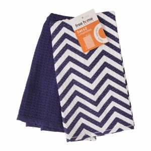 Limpión De Cocina Estampado Geometrico Cris Azul Set FREE HOME X 2 Piezas
