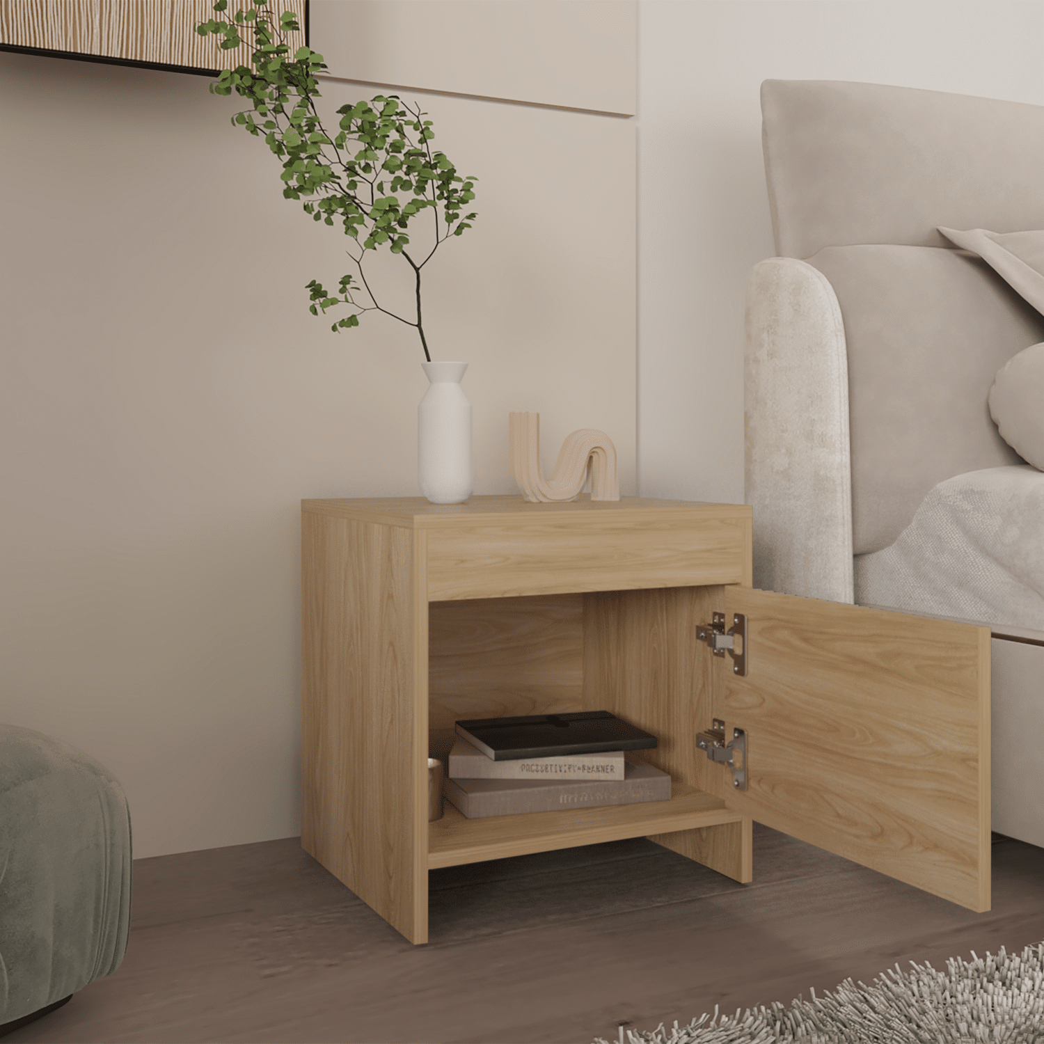 Mesa De Noche Rovere Fresno Europeo RTA MDF - Imagen 5