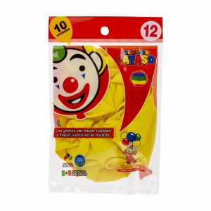 Globos N12 Amarillo GLOBOS PAYASO X 10 Uds
