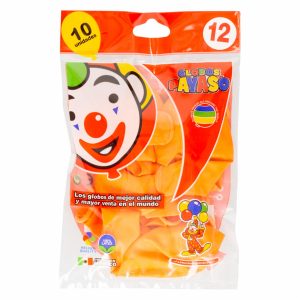 Globos N12 Naranja GLOBOS PAYASO X 10 Uds