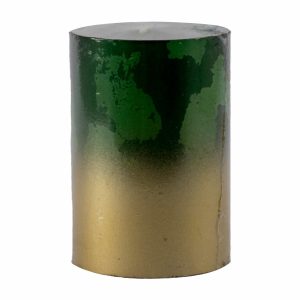 Vela Pilar Marmoleado Verde Dorada MONICANDLES 7 X 10 Cm