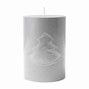 Vela Árbol De Navidad Pilar Metalizada Plateado MONICANDLES 10 X 7 Cm
