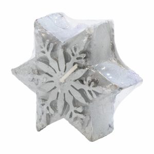 Vela Navideña Copo De Nieve Estrella Plateado MONICANDLES 7 ,5 X 2 ,5 Cm