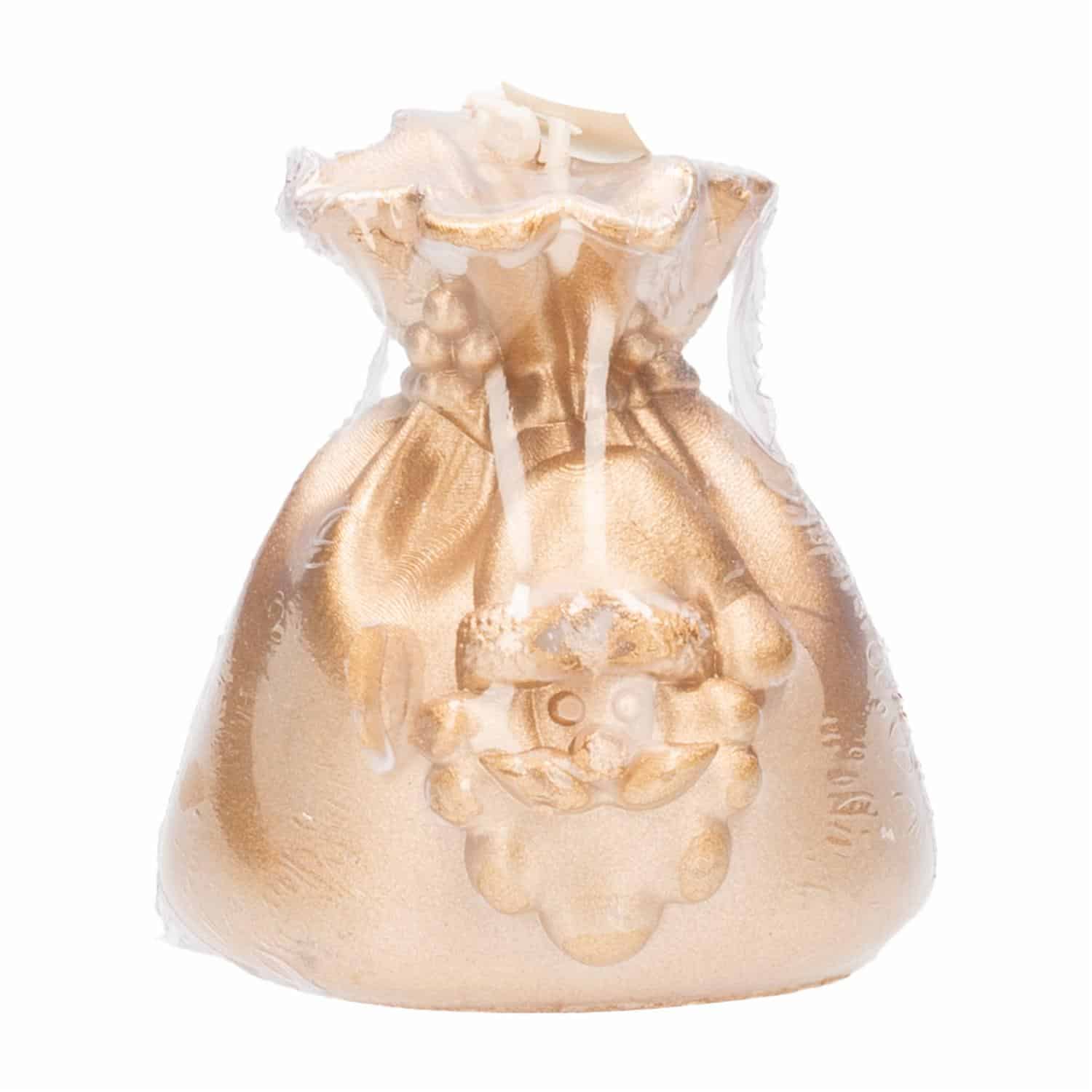 Vela Navideña Regalo De Santa Color Dorado MONICANDLES Unidad