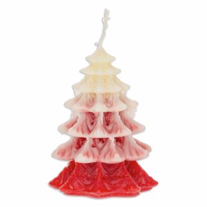 Vela Decorativa Árbol De Navidad MONICANDLES Rojo Y Blanco