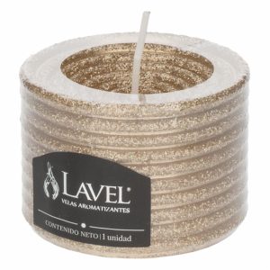 Vela Decorativa Texturizada Redonda Dorada LAVEL 7 X 5 Cm