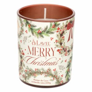 Vela Decorativa Merry Christmas Manjar De Coco LAVEL 200 G