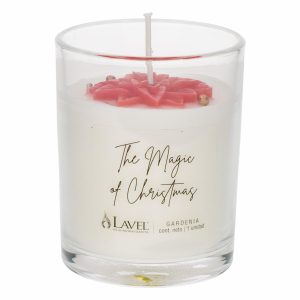 Vela Navideña En Vaso Figura Ponsetia LAVEL 9.5X7.5 Cm