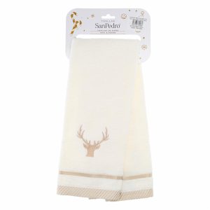 Toalla De Tocador Navideña Blanco Brillante Reno RENATTA 70X40 Cm