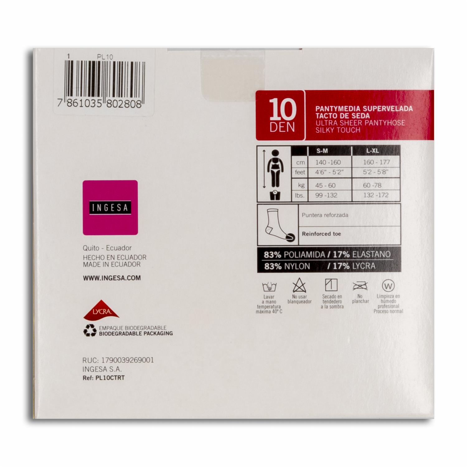 Panty Media Lycra Supervelada Neblina 10 Den INGESA S-M - Imagen 2