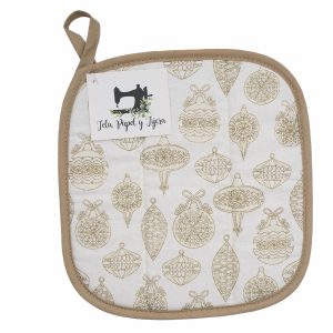 Agarradera Cuadrada Dorado Navidad Bombillos HECHO AQUÍ 21 X 20 Cm