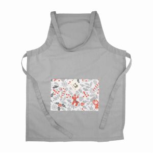 Delantal Navidad Gris Con Rojo HECHO AQUÍ 77 X 58 Cm