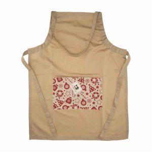 Delantal Navidad Habano Con Rojo HECHO AQUÍ 77 X 58 Cm