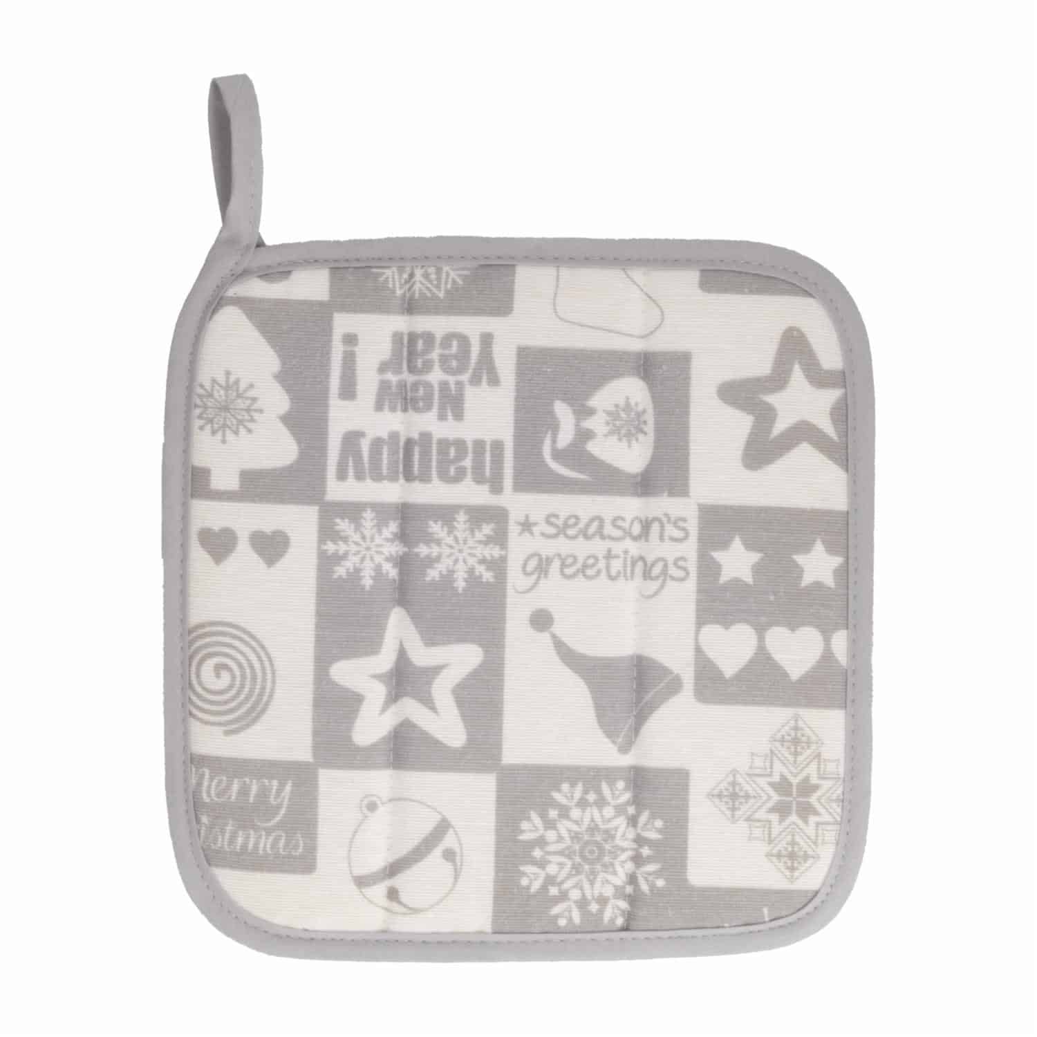 Coge Ollas Navidad Gris HECHO AQUÍ 20 X 20 Cm