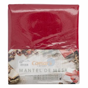 Mantel De Mesa Navideño Relive Rojo 270X150 CM CAESAR’S FACTORY 8 Puestos