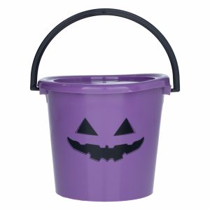 Balde Halloween Lila Con Tapa Naranja PLAPASA 1 Litro