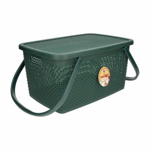 Cesto Camping Con Tapa Verde Olivo PLAPASA 38,5 X 26,5 X 19 Cm