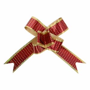 Lazo Mágico Para Regalo Diseño Metálico Impreso Estrellitas Rojo SPLENDOR 42 Cm X 19 Mm