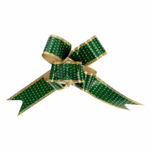 Lazo Mágico Para Regalo Diseño Metálico Impreso Estrellitas Verde SPLENDOR 42 Cm X 19 Mm